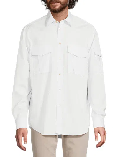 Paul Smith Men's Oversized Pocket Cotton Casual Fit Shirt In White