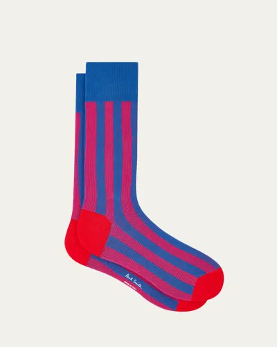 Paul Smith Men's Owen Contrast-stripe Crew Socks In Multi