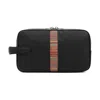 Paul Smith 'sgnature Stripe' Leather Wash Bag In Black
