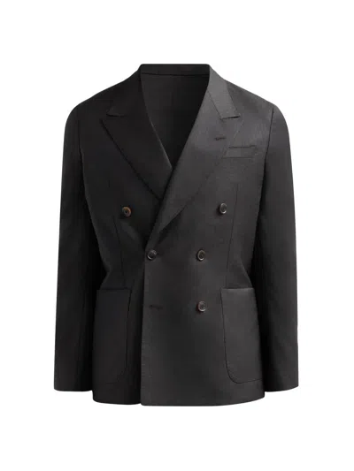 Paul Smith Men's Peak Lapel Wool Double-breasted Blazer In Black