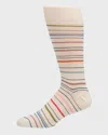 Paul Smith Men's Pencil Stripe Crew Socks In Neutral