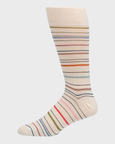 Paul Smith Men's Pencil Stripe Crew Socks In Neutral