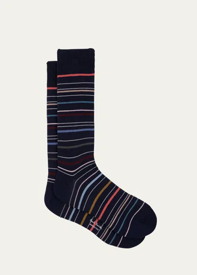 Paul Smith Navy 'pencil Stripe' Socks Blue