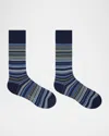 Paul Smith Navy Tonal Stripe Cotton-blend Pique Socks Blue In White