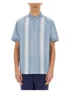 Paul Smith Men Polo Shirt With Vertical Stripes In Azure