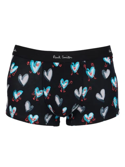 Paul Smith Men's Pop Heart Stretch Cotton Trunk Brief In Black