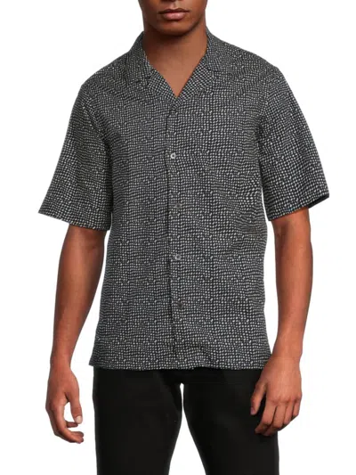 Paul Smith Men's Printed Cotton Camp Shirt In Black