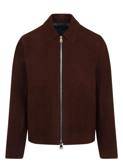 PAUL SMITH MEN'S REGULAR FIT LEATHER JACKET