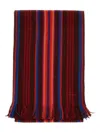 Paul Smith Fringed Merino Wool Scarf With Vertical Stripes In Multi