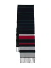 Paul Smith Striped Pattern Wool Blend Scarf In Black