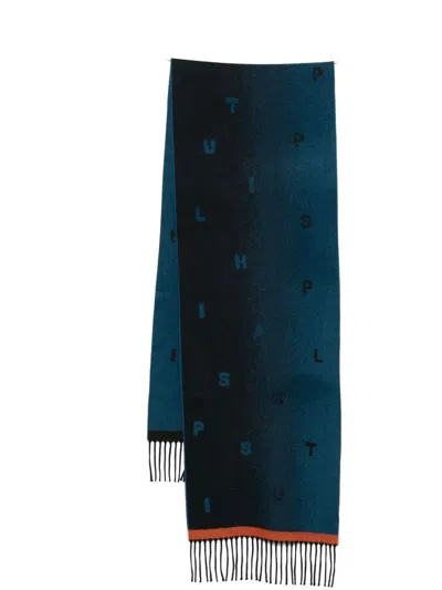 PAUL SMITH MEN SCARF STACK LOGO,M1A.150C.T823 47 BLUE