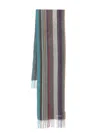Paul Smith Woolen Scarf With Fringed Edge And Stripes In Grey