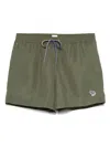Paul Smith Washed Khaki Zebra Logo Swim Shorts Green