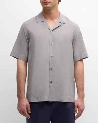 Paul Smith Men's Short-sleeve Camp Shirt In Grey