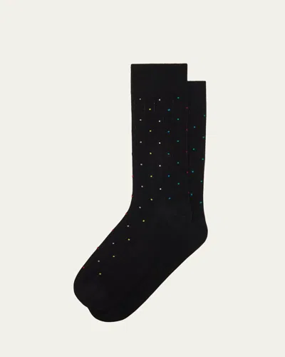 Paul Smith Men's Signature Dot Print Crew Socks In Black