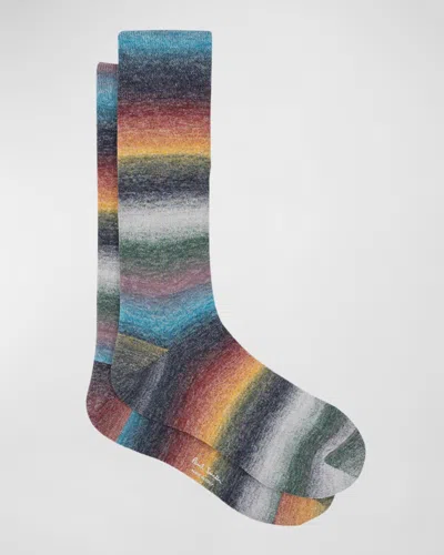 Paul Smith Men's Signature Ombre Stripe Crew Socks In Multi