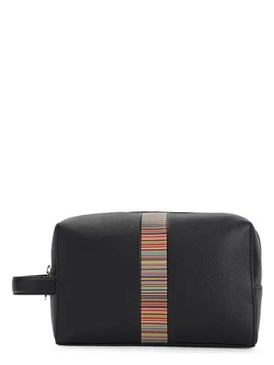 PAUL SMITH MEN'S SIGNATURE STRIPE LEATHER BEAUTY-CASE