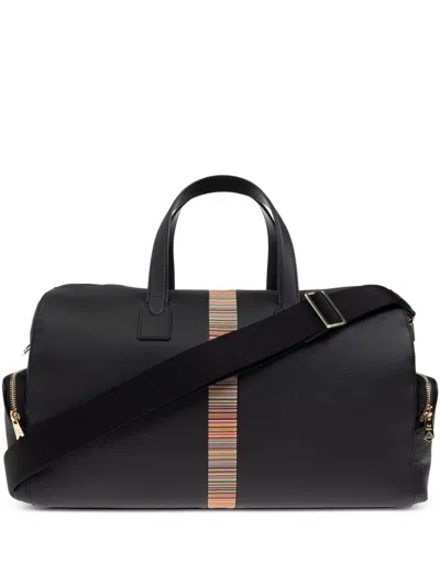 Paul Smith Men Signature Stripe Leather Holdall In Black