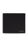 Paul Smith Black Leather Wallet With Signature Stripe Pattern In Black