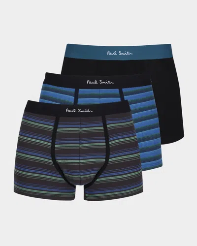 Paul Smith Men's Signature Stripe Mix 3-pack Boxer Briefs In Black