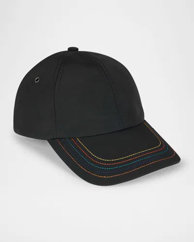 Paul Smith Men's Signature Stripe Stitch Baseball Cap In Black