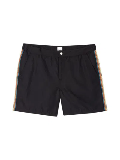 Paul Smith Men's Signature Stripe Swim Shorts In Black