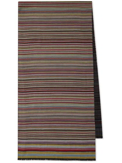 Paul Smith Men Signature Stripe Wool And Silk Scarf In Multi
