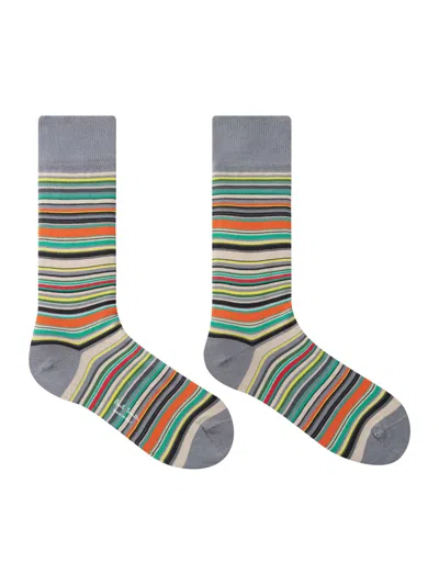 PAUL SMITH MEN SOCK SIGNATURE STRP,M1A.380CI.JMSTRP 097 76 GREY