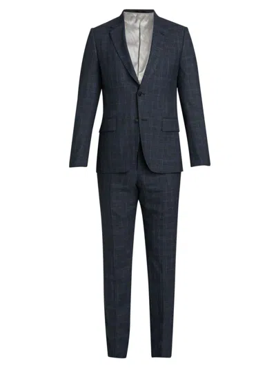 Paul Smith Men's Soho-fit Tailored Wool-silk-linen Suit In Blue