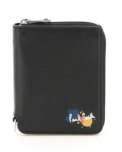 Paul Smith Men's Splatter Zip Wallet In Black