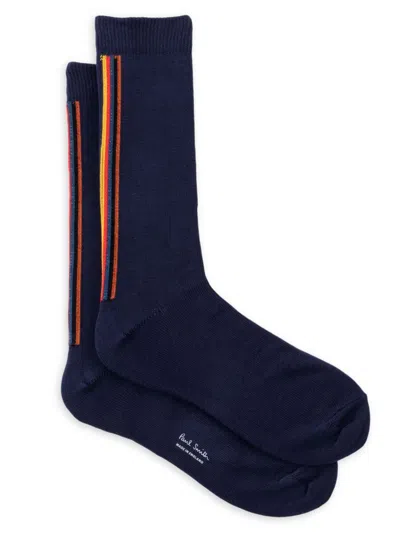 Paul Smith Men's Artist Stripe Crew Socks In Navy