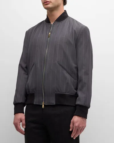 Paul Smith Men's Stripe Bomber Jacket In Slate Grey