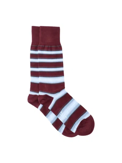 Paul Smith Men's Striped Crew Socks In Burgundy