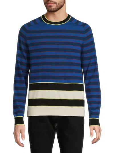 Paul Smith Men's Striped Merino Wool Sweater In Blue