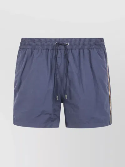 Paul Smith Men's Striped Swim Shorts With Back Pocket In Blue