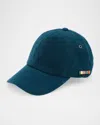 Paul Smith Men's Suede Signature Stripe Applique Baseball Cap In Blue