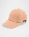 Paul Smith Men's Suede Signature Stripe Applique Baseball Cap In Pink