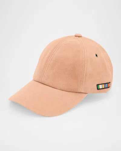 Paul Smith Men's Suede Signature Stripe Applique Baseball Cap In Neutral