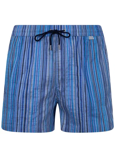 Paul Smith Men Swim Short Jacquard Signature In Blue