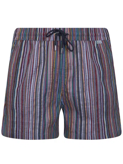 Paul Smith Men Swim Short Jacquard Signature In Multi