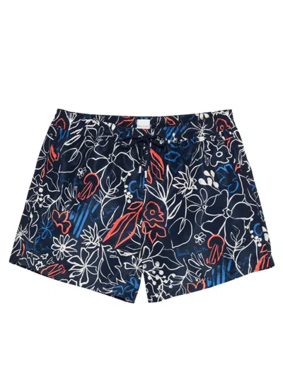 Paul Smith Men Swimsuit With Print In Blue