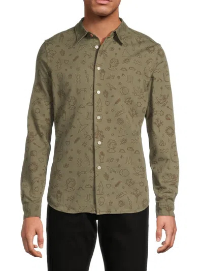Paul Smith Men's Tailored Fit Printed Cotton Shirt In Green