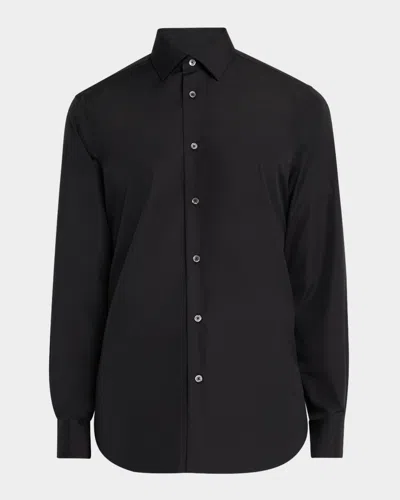 Paul Smith Men's Tailored-fit Signature Stripe-cuff Sport Shirt In Black
