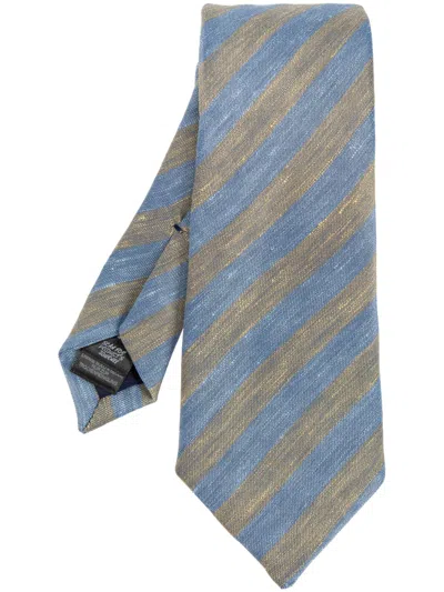 Paul Smith Men Tie 8cm Slub Stripes In Blue