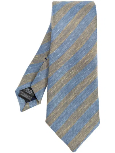Paul Smith Men Tie 8cm Slub Stripes Accessories In Blue
