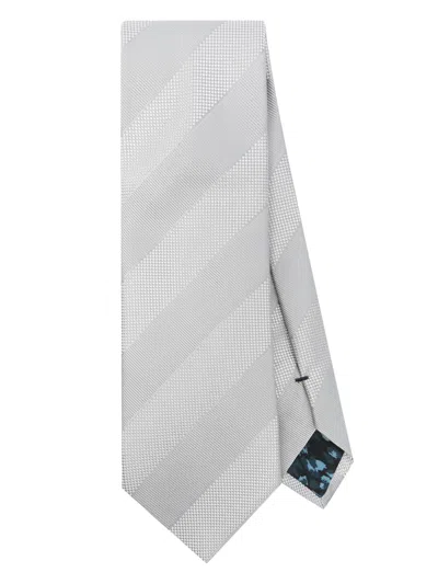 Paul Smith Men Tie 8cm Tonal Stripes In White