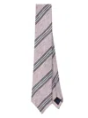 Paul Smith Dusky Pink Linen-blend Block Stripe Tie In Pink & Purple
