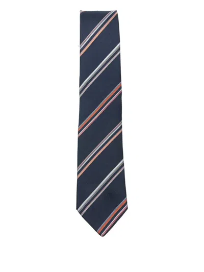 Paul Smith Men Tie Two Stripe Accessories In Blue