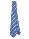 Paul Smith Pointed-tip Striped Tie In Blue