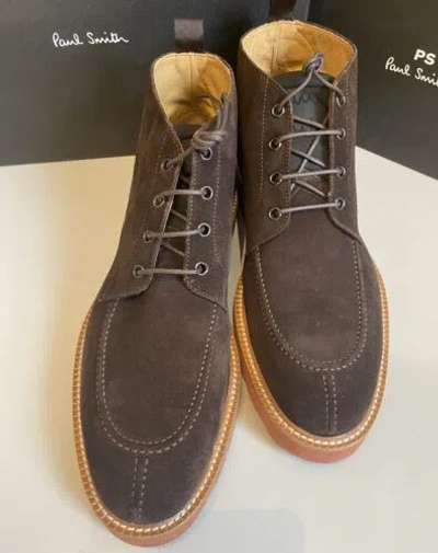 Pre-owned Paul Smith ? Men's ‘travis'chocolate Brown Boots ?uk Size 9, Made In Italy